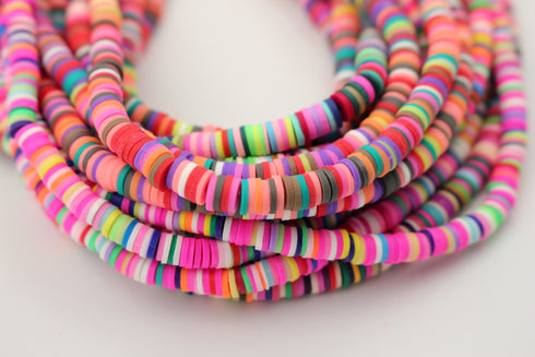 6mm vinyl Heishi beads rainbow polymer clay beads